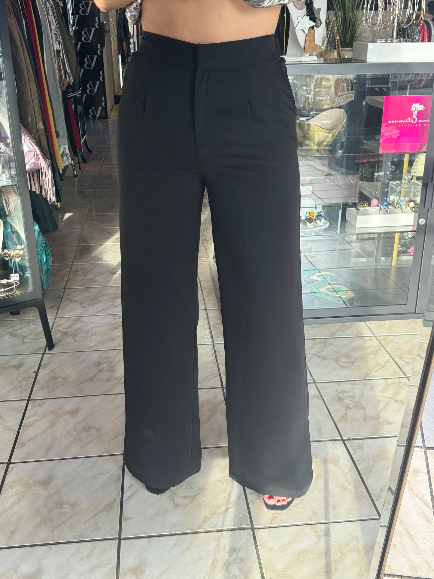 Black Solid Pants