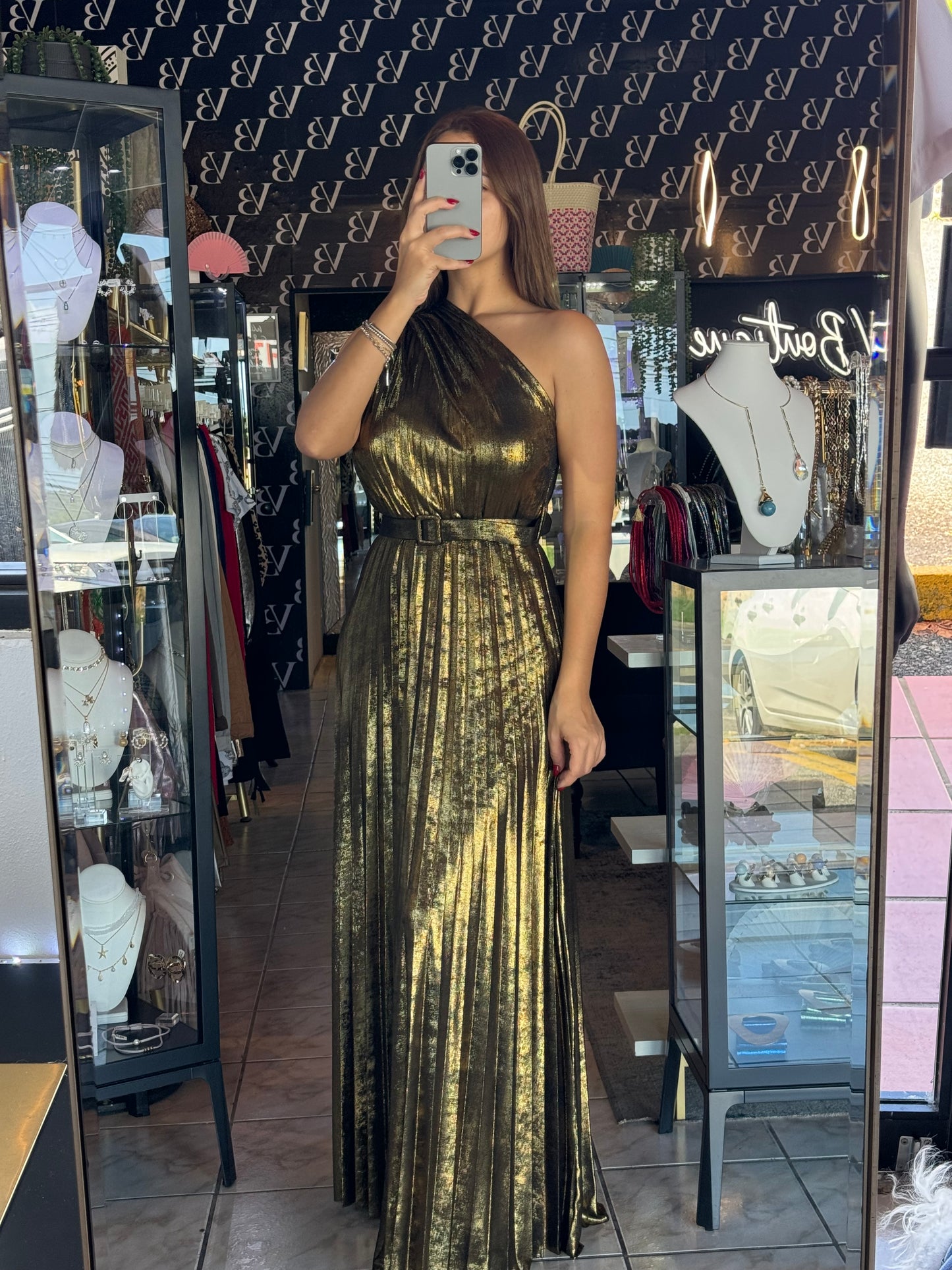 Plid Dress - Gold