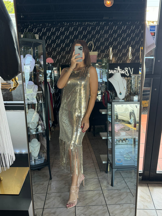 Sequin Gatsby Dress - Gold