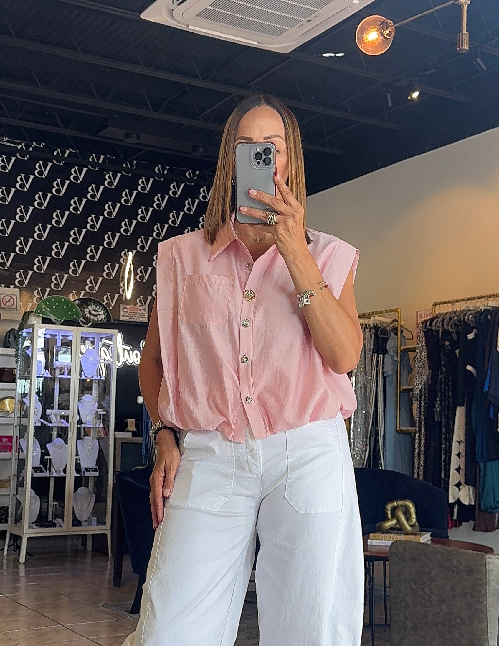 Pink Button Blouse