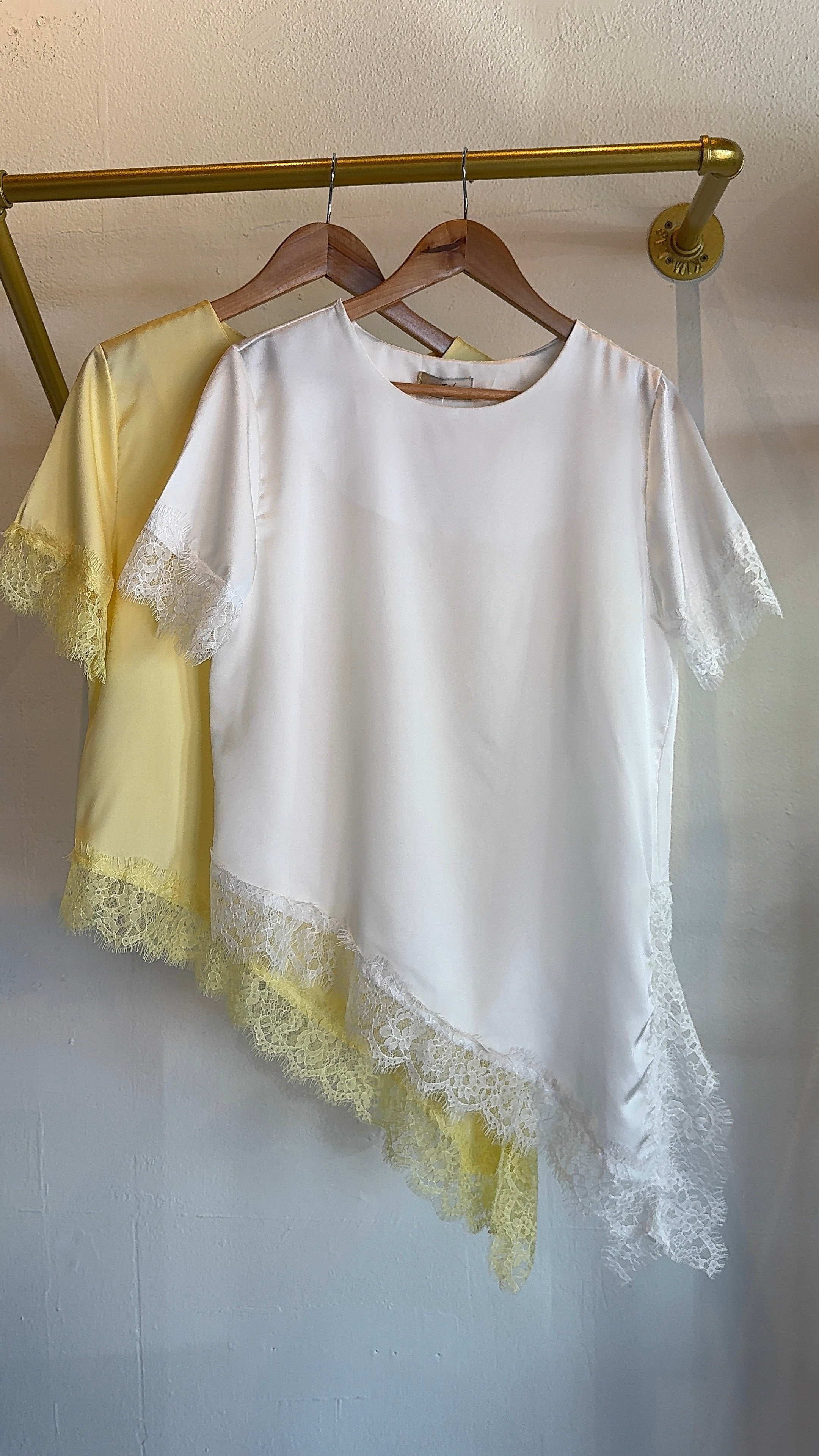 Laura Satin Lace Blouse-White
