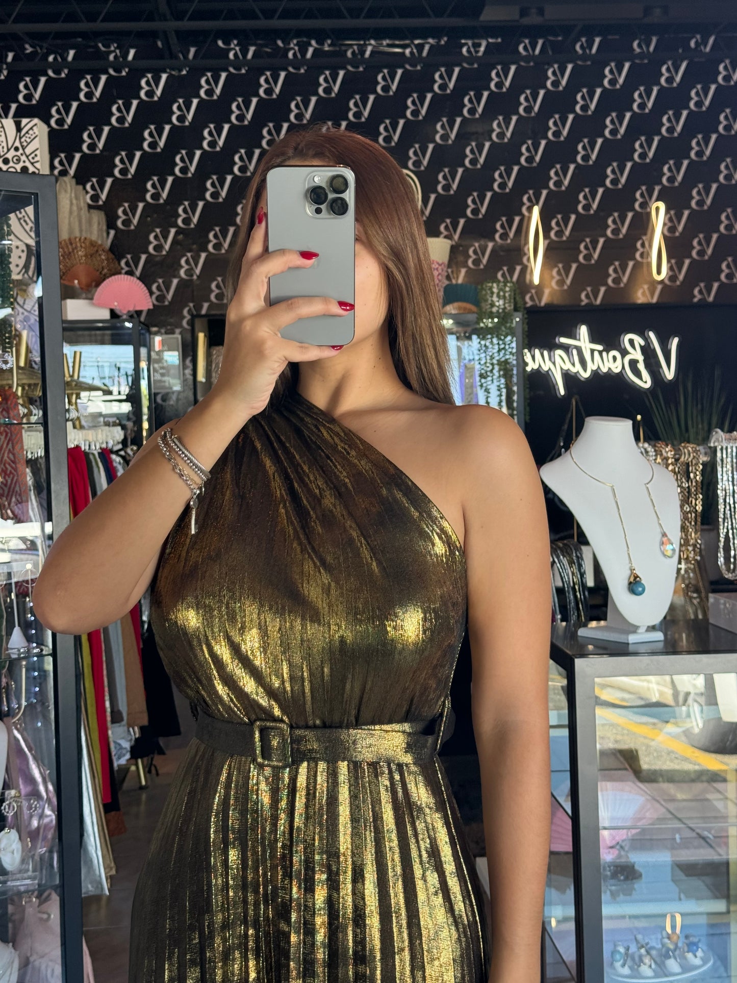 Plid Dress - Gold