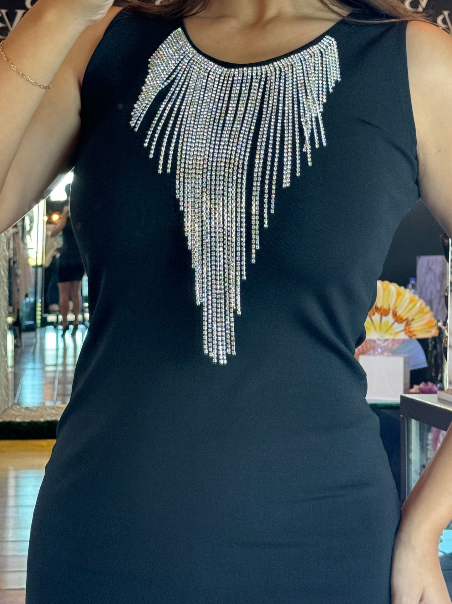 Rhinestone Black Dress