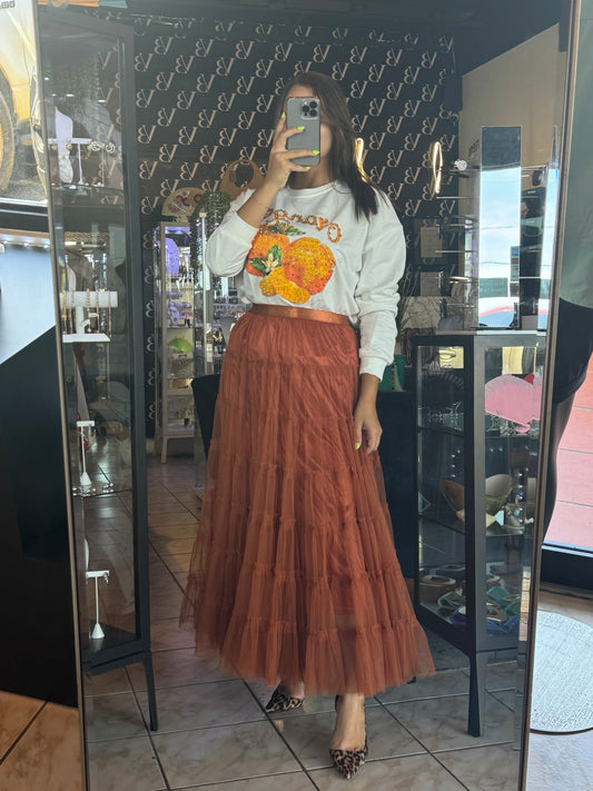 Camel Tulle Skirt