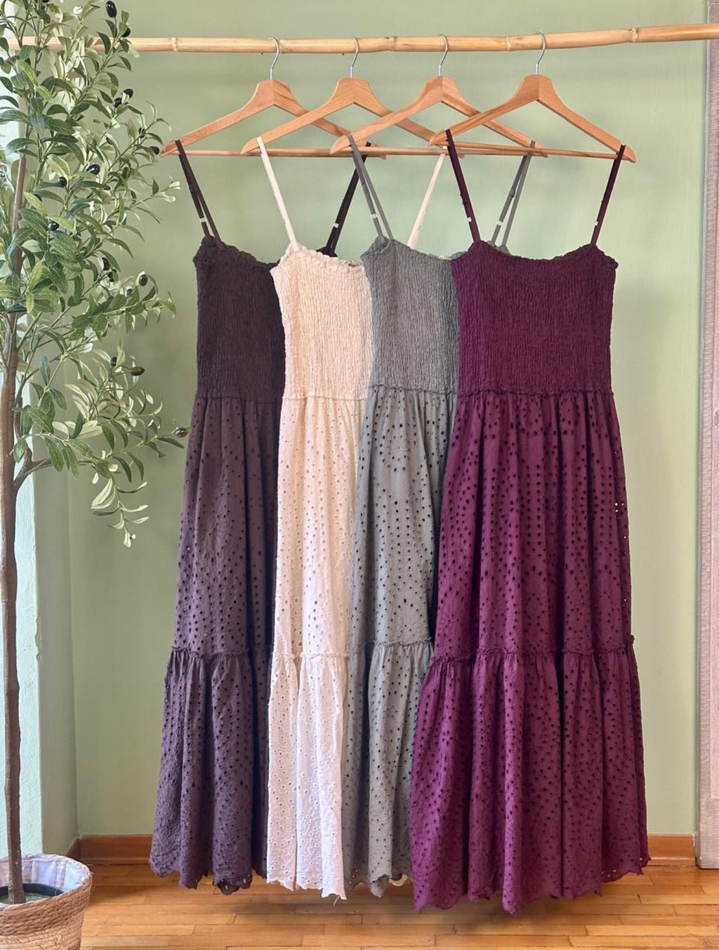 Kelsy Eyelet Dress-Grape