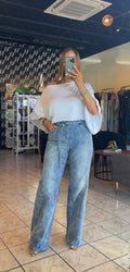 Oma Flower Rhinestone Jean