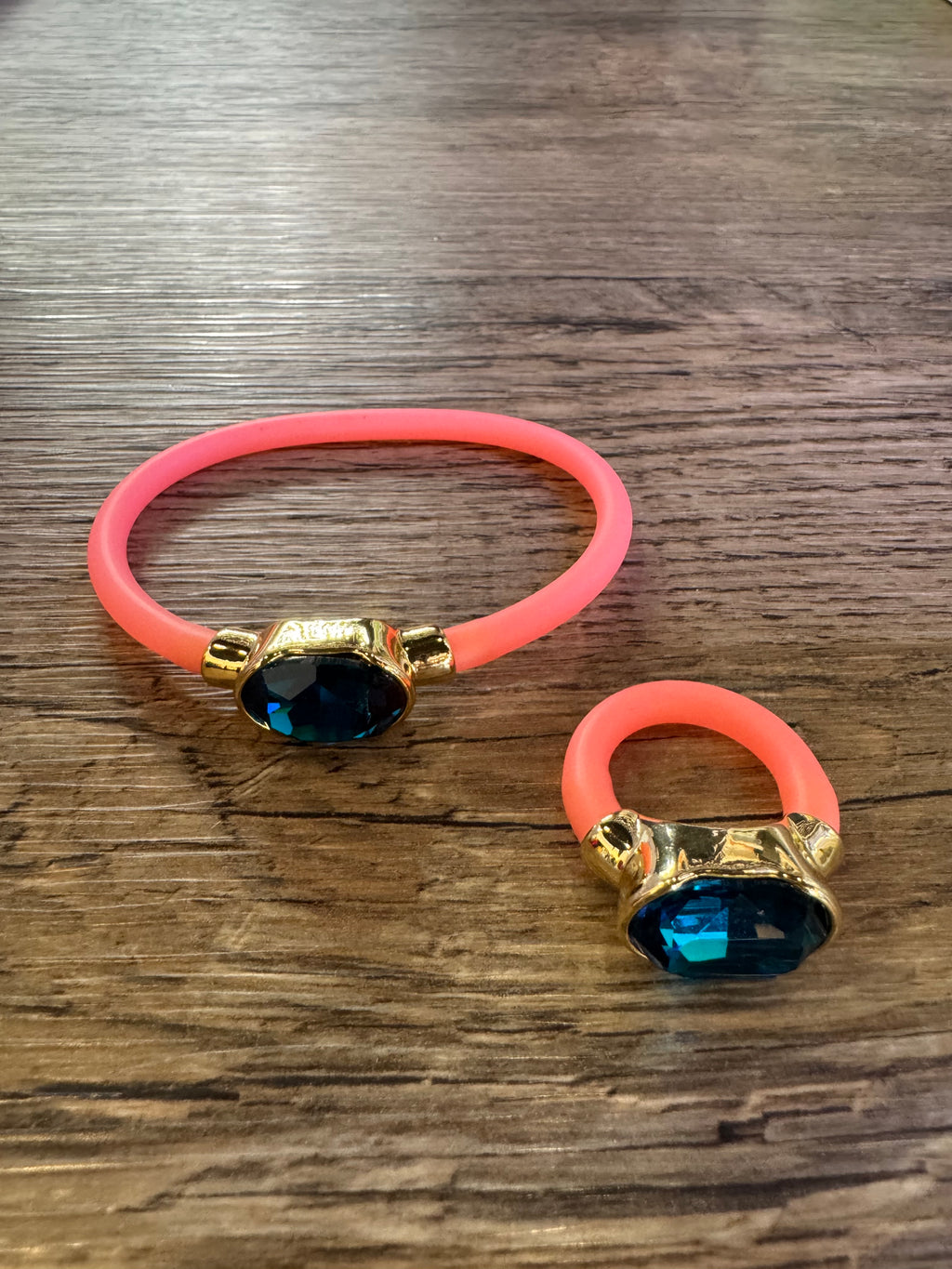 Muriel Ring - Peach/Blue