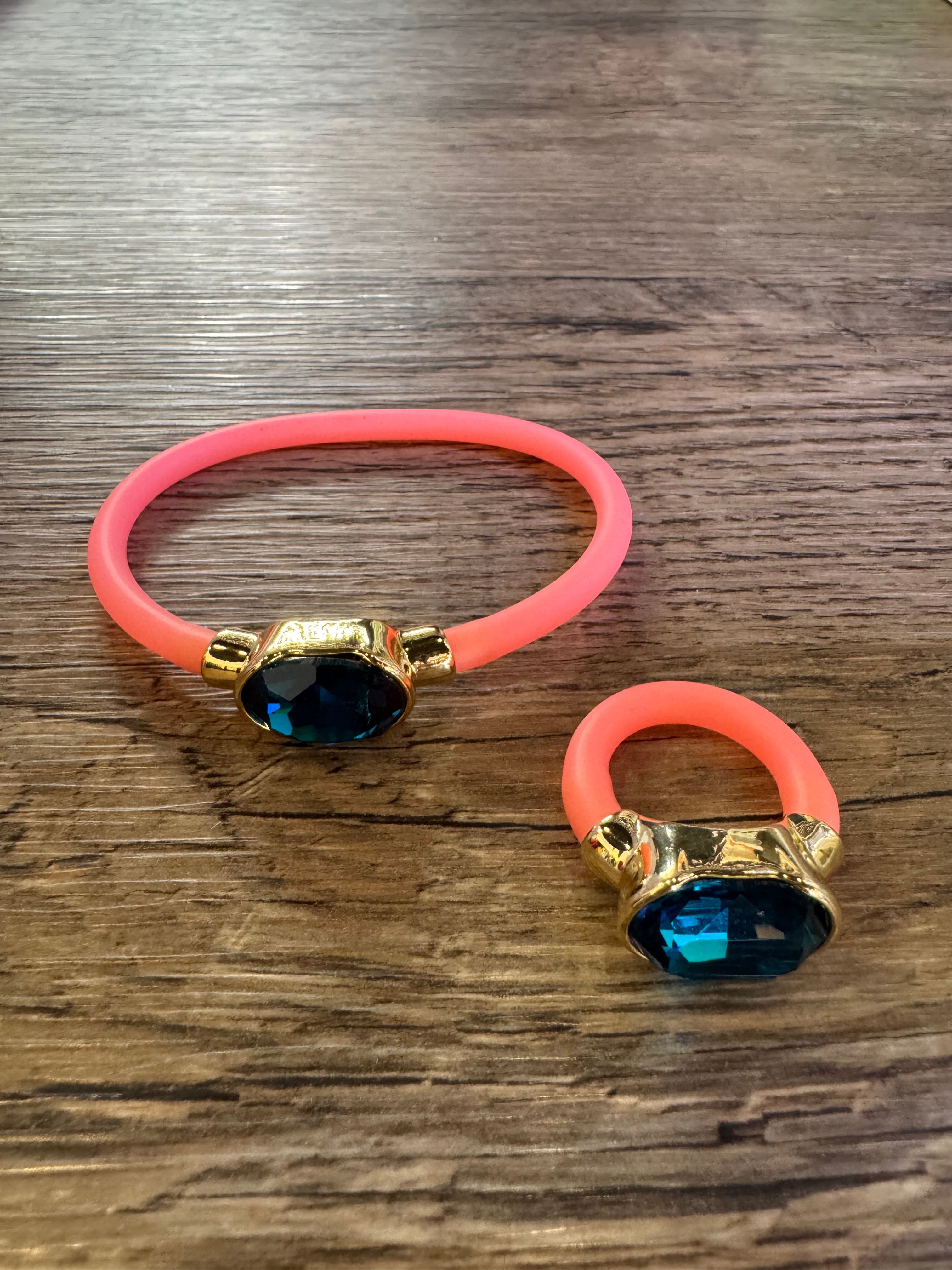 Muriel Ring - Peach/Blue