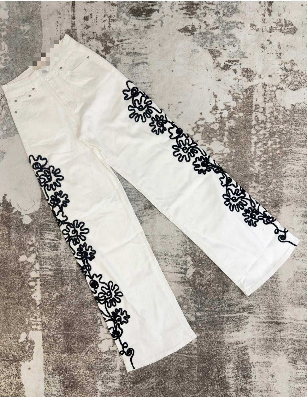 White Denim Black Trim