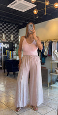 Linen Striped Bottom-Pink