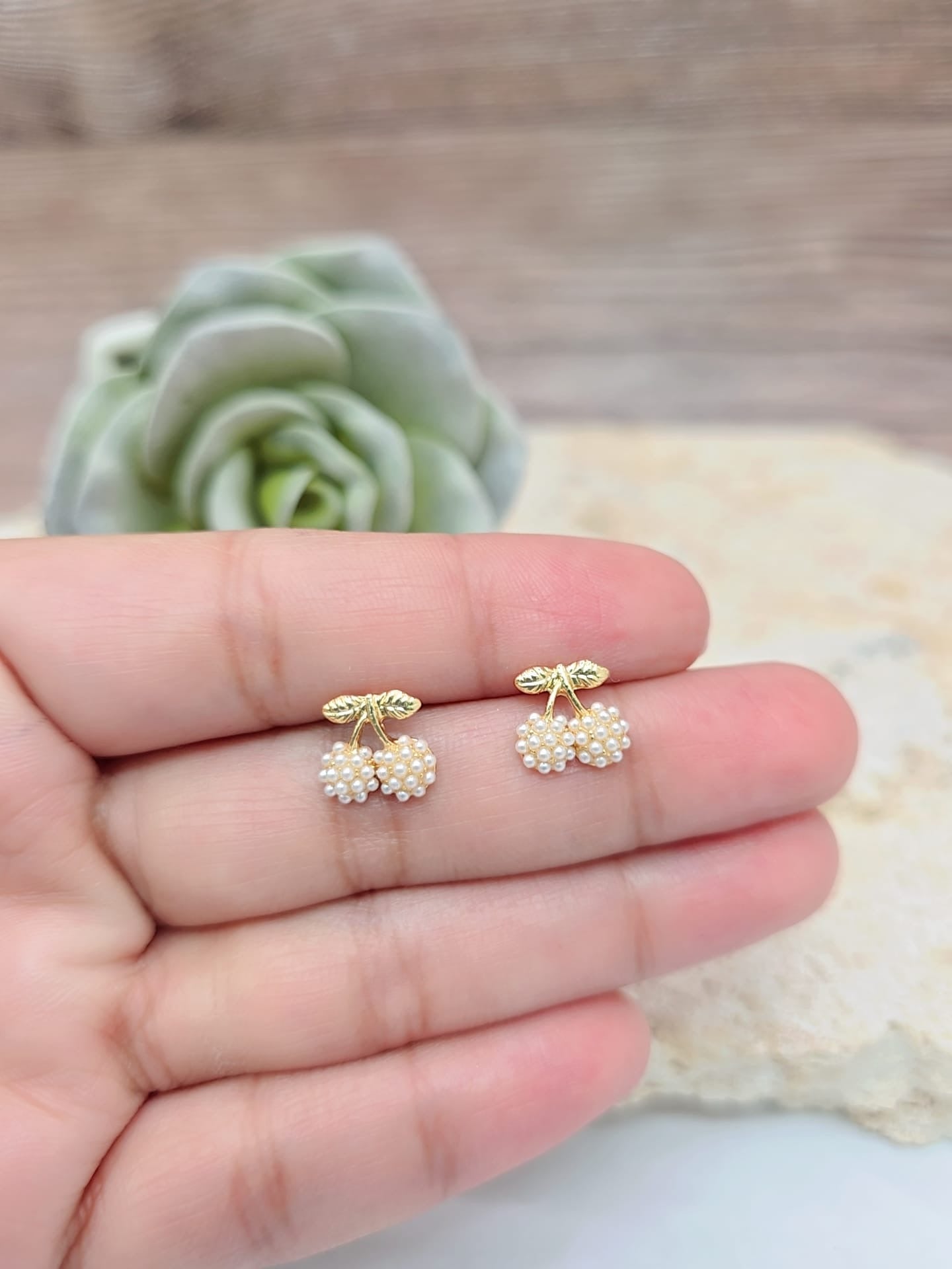 Cherry Pearl Studs