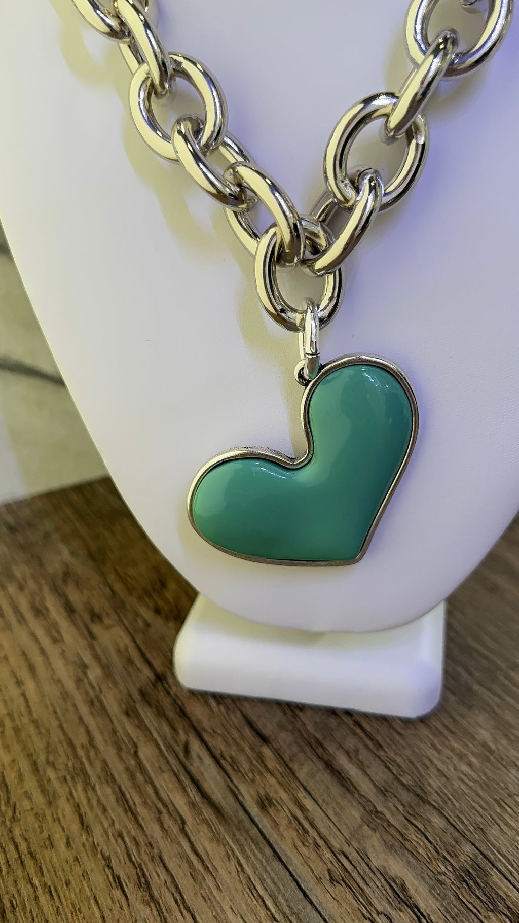Maggie Heart Necklace-Aqua