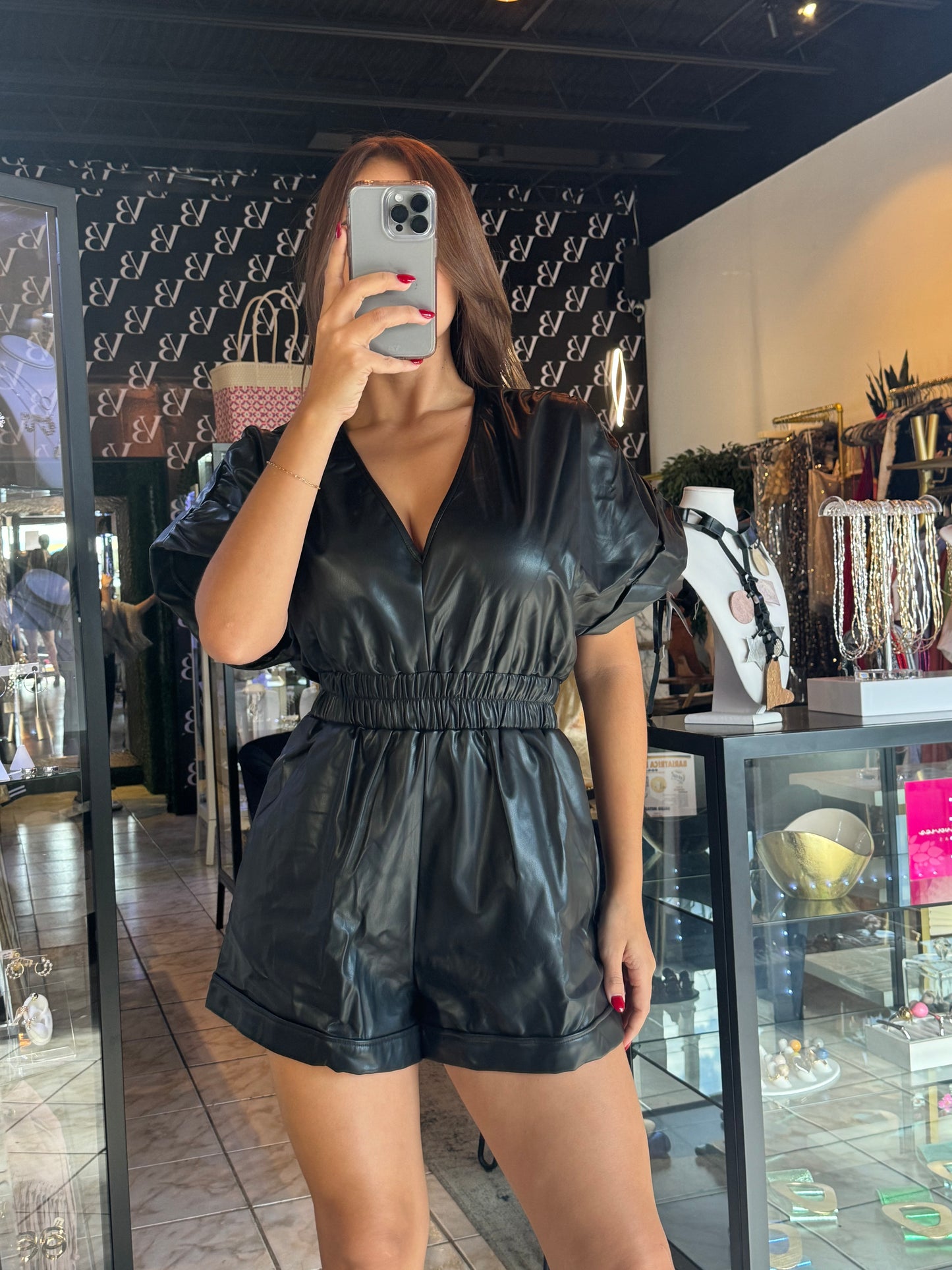 Black Leather Romper