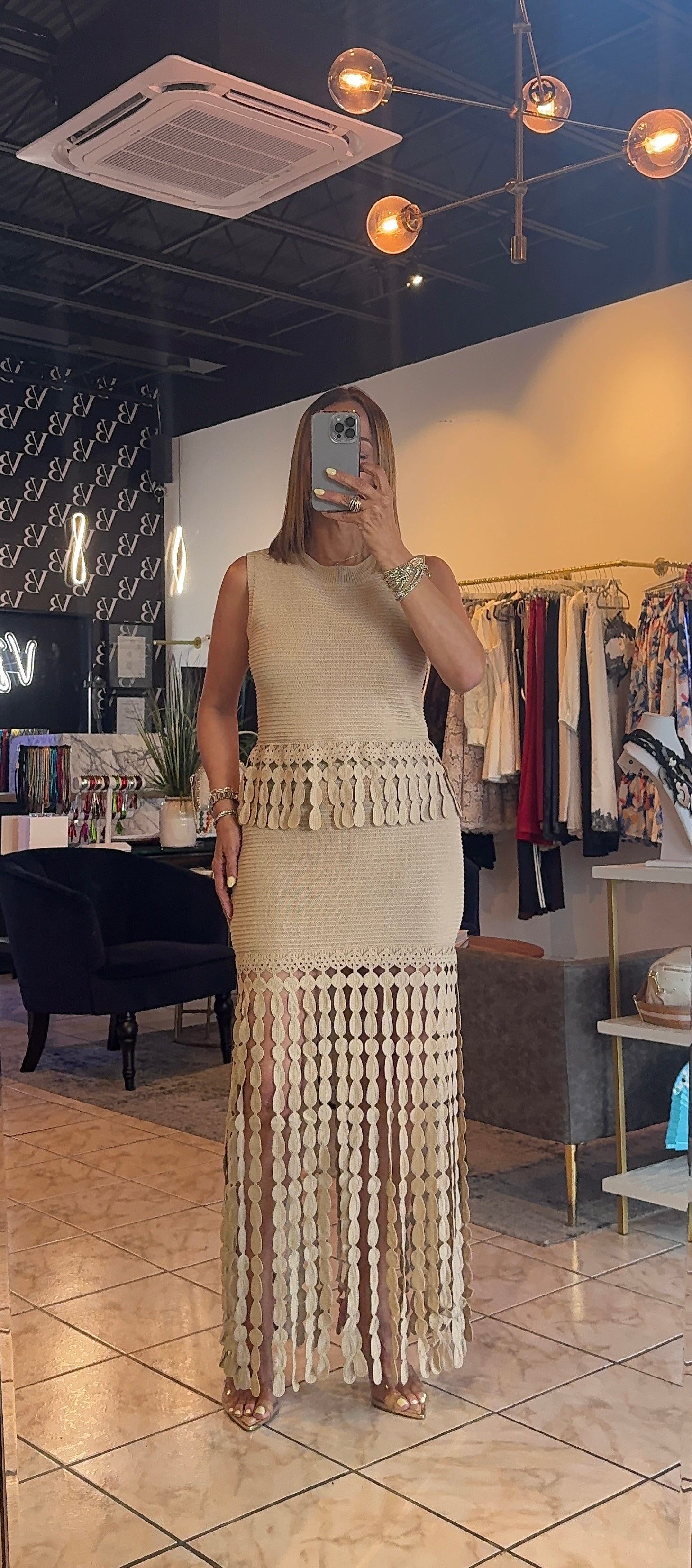 Ruana Beige Skirt Set