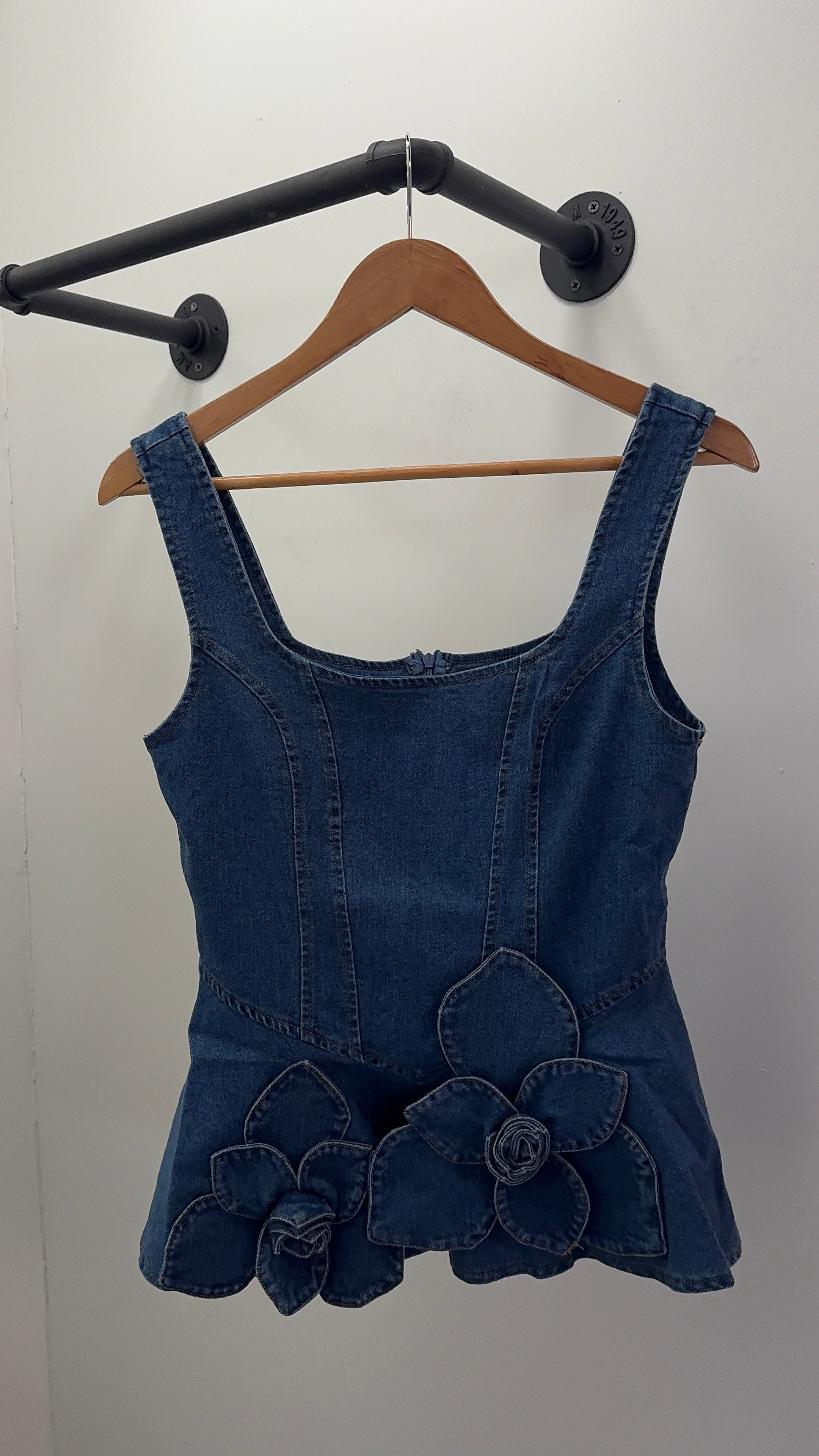 Denim Flower Top