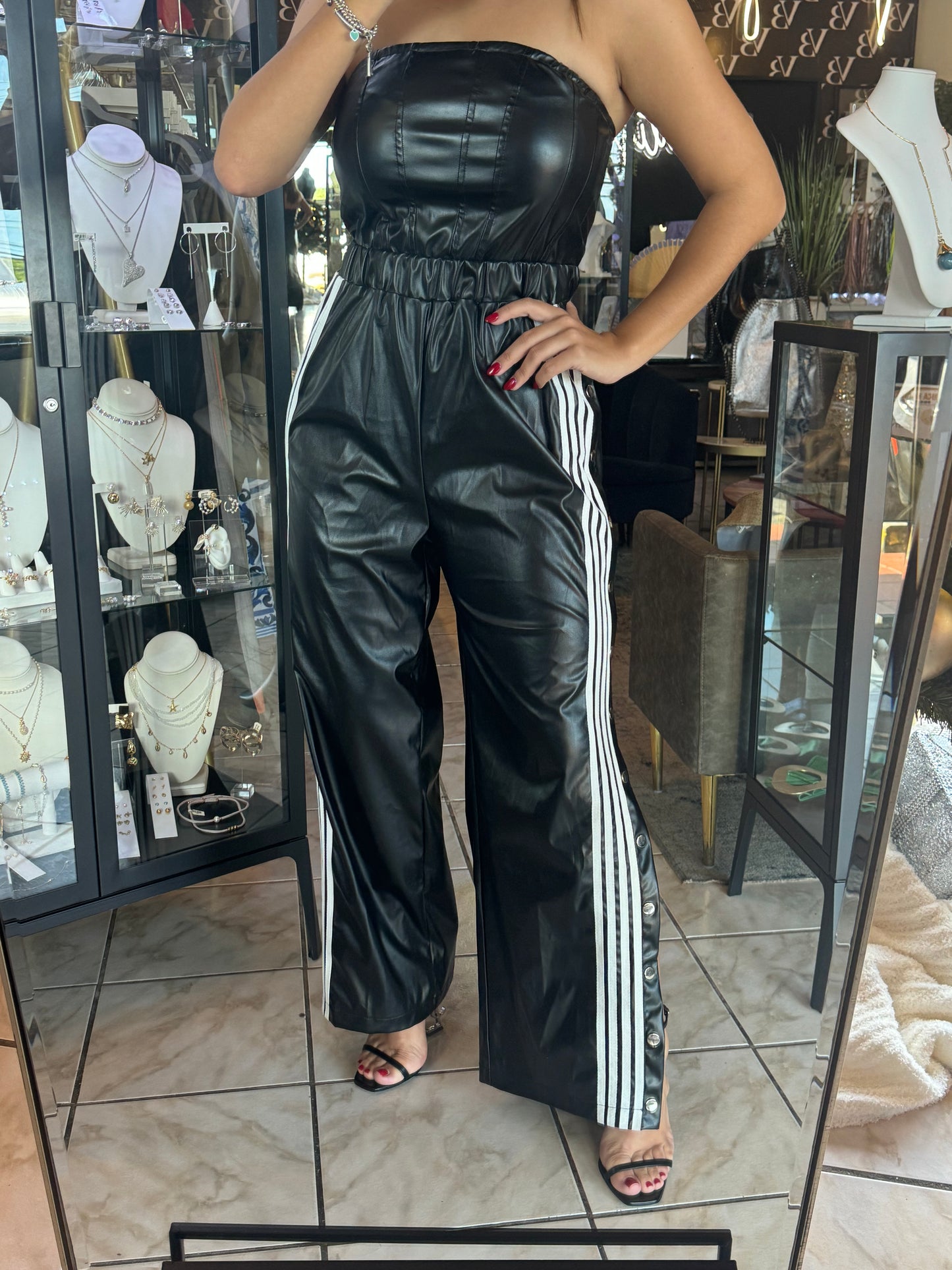 Black Leather Jumpsuit