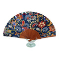 Peral Paisley Hand Fan - Navy