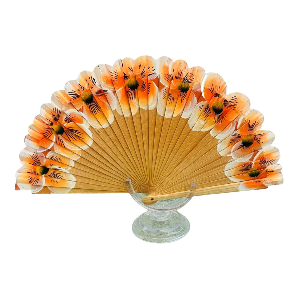 Orange Flower Hand Fan
