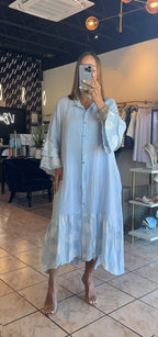 Mila Linen Dress - Baby Blue