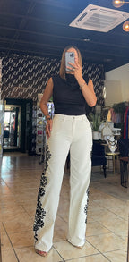 White Denim Black Trim