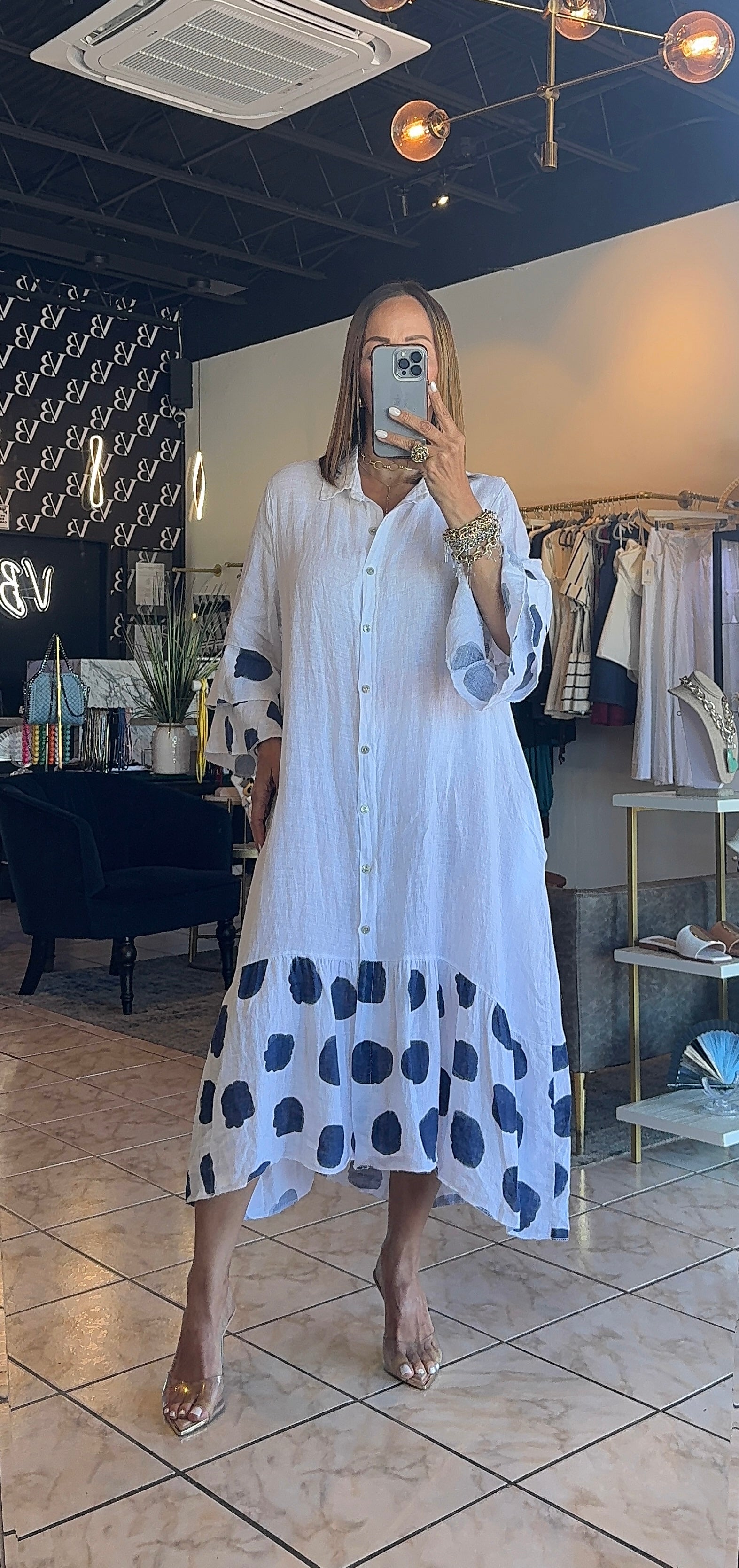 Mila Linen Dress - White