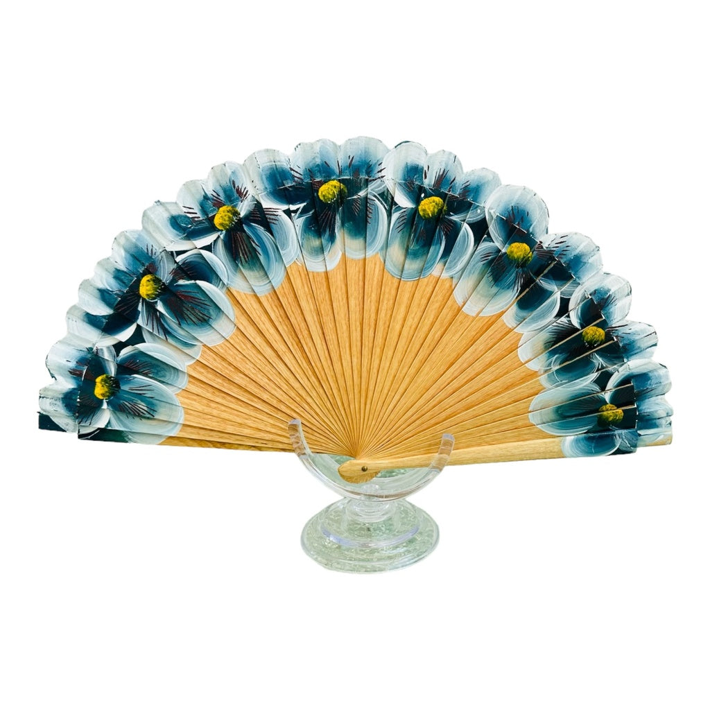 Flower Hand Fan Blue