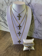 Grace Multi-Chain w/ Crosses Necklace
